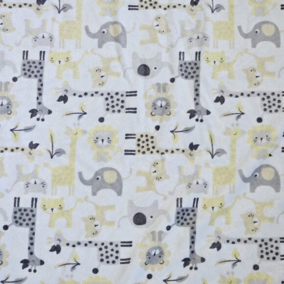 SL Home Fashions Jungle Safari Blanket Yellow Gray Giraffe Print Sherpa‎ Backing - Picture 2 of 7
